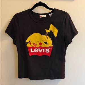 Levi's Black Pikachu Short Sleeve Tee, Medium